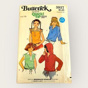 Vintage Butterick Sewing Pattern 5937 Girls Top Size 14